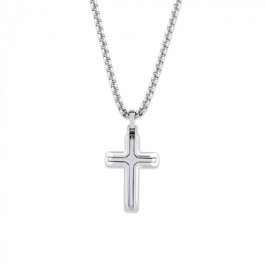 Gents Stainless Steel Cross Pendant and Chain 50cm
