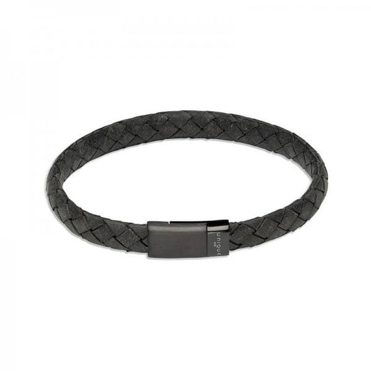 Gents Black Leather Bracelet 21cm