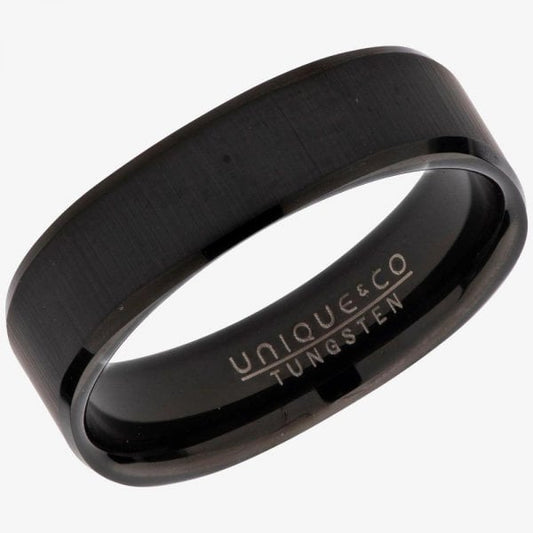 Gents Tungsten Ring Black IP Plating - Size 66