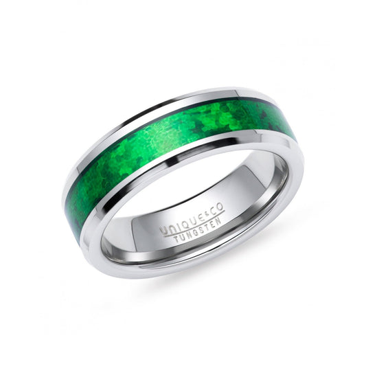 Gents Tungsten Ring Size 64 - Green Carbon Fibre