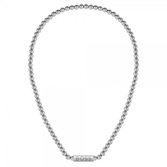 Gents Beaded Sphere Logo Clasp Necklace
