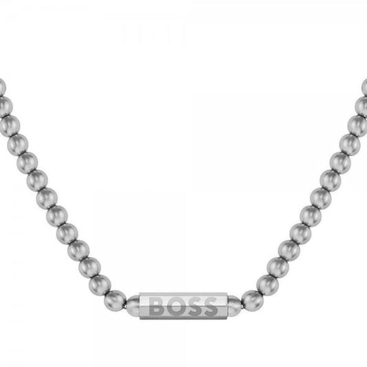 Gents Beaded Sphere Logo Clasp Necklace