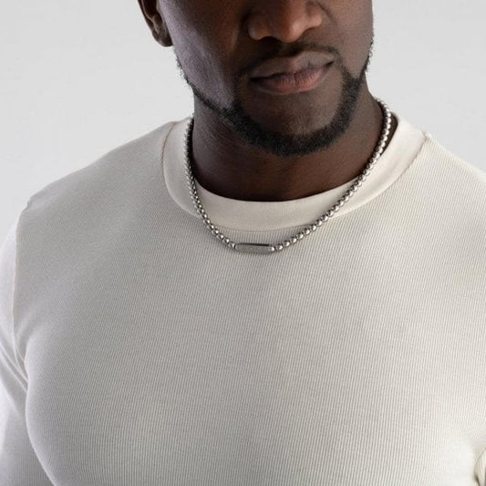 Gents Beaded Sphere Logo Clasp Necklace