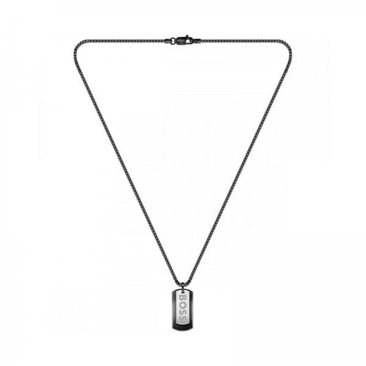 Gents Devon Black IP Tag Necklace