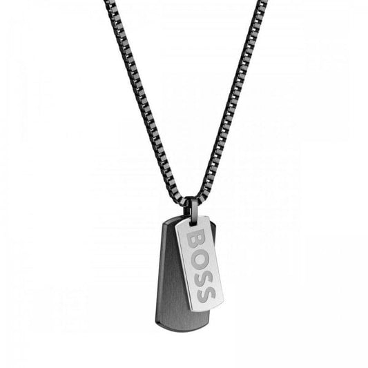 Gents Devon Black IP Tag Necklace