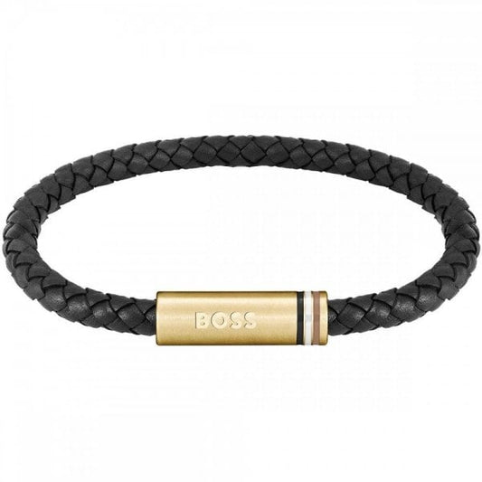 Men’s Ares Braided Black Leather Bracelet