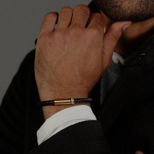 Men’s Ares Braided Black Leather Bracelet