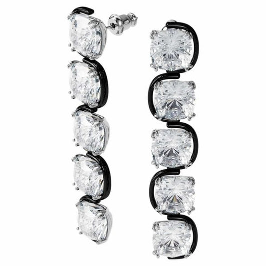Harmonia drop earrings Cushion cut floating crysta