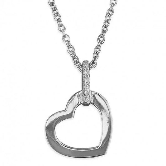 Ladies Silver Necklace - 41cm-45cm Heart