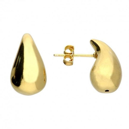 Ladies Yellow Gold Plated Pear Drop Stud Earrings