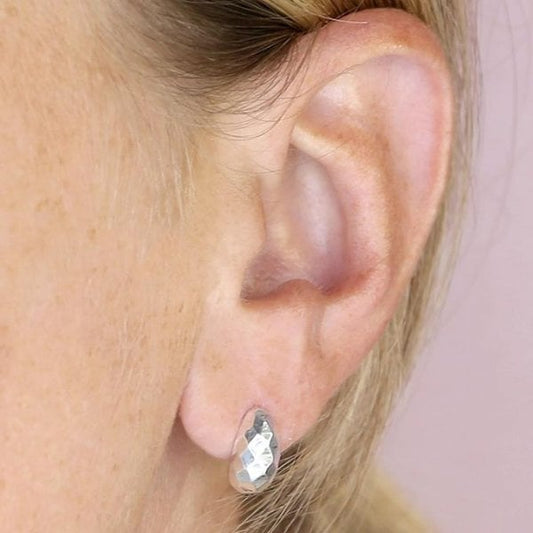 Ladies Sterling Silver Earrings - Mirrored Stud