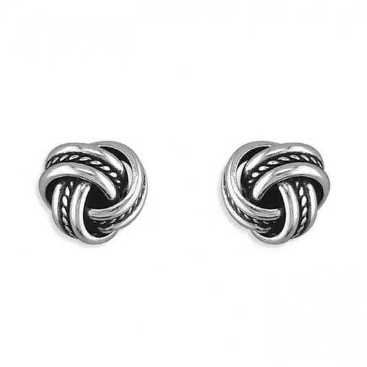 Sterling Silver Earrings - 3-Strand Knot Studs