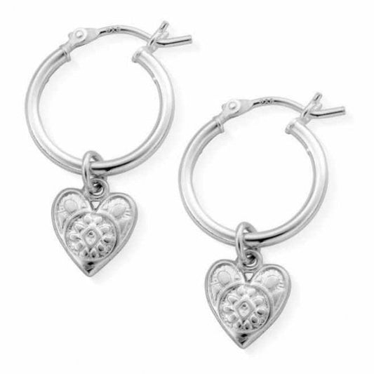 EX-DISPLAY Patterned Heart Hoop Sterling Silver Earrings