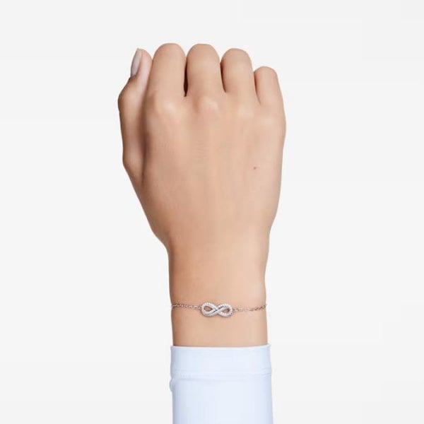 Hyperbola bracelet, Infinity, White, Rhodium, M