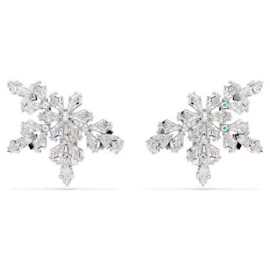 Idyllia clip earrings, Mixed cuts, Half snowflake