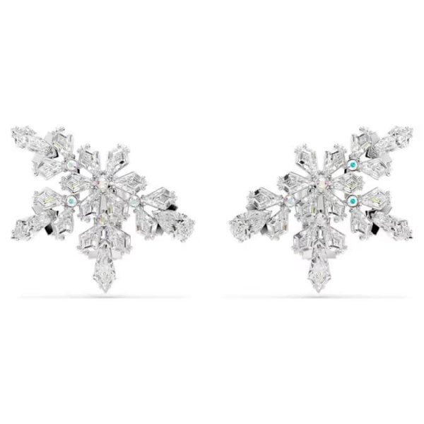 Idyllia clip earrings, Mixed cuts, Half snowflake