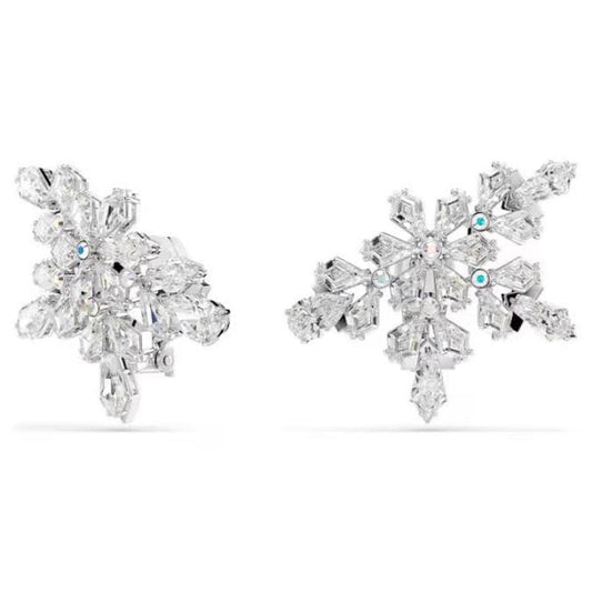 Idyllia clip earrings, Mixed cuts, Half snowflake