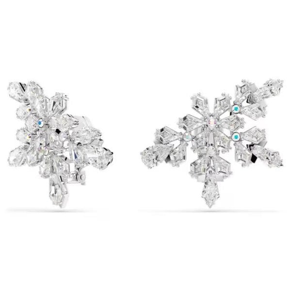 Idyllia clip earrings, Mixed cuts, Half snowflake