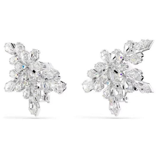 Idyllia clip earrings, Mixed cuts, Half snowflake