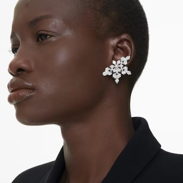 Idyllia clip earrings, Mixed cuts, Half snowflake