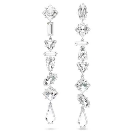 Mesmera drop earrings, Mixed cuts, Long, White