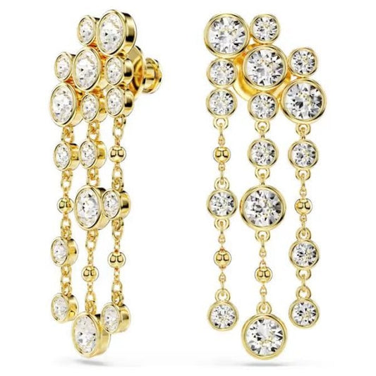 Imber drop earrings, Round cut, Chandelier, White