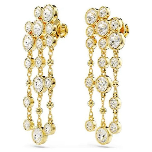 Imber drop earrings, Round cut, Chandelier, White