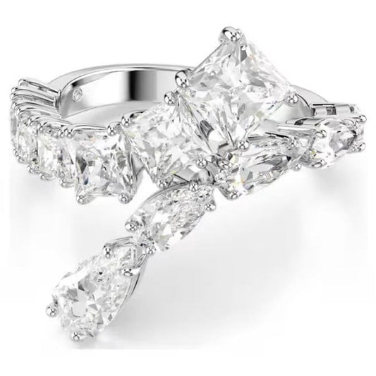 Matrix ring, Mixed cuts, White, Rhodium, S55