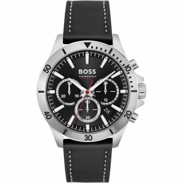 BOSS Troper Black Leather Strap Watch