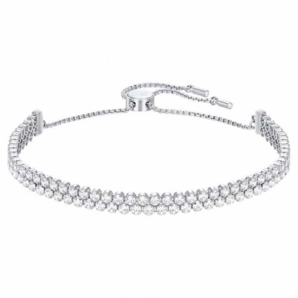 Subtle Bracelet, White, Rhodium plated