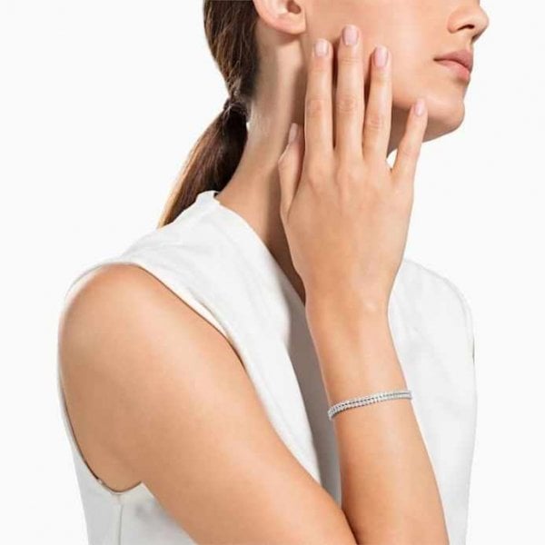 Subtle Bracelet, White, Rhodium plated