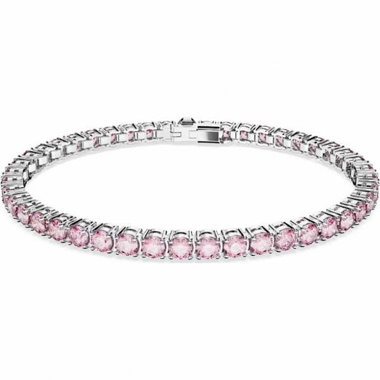 Matrix Tennis bracelet, Round cut, Small, Pink, XL