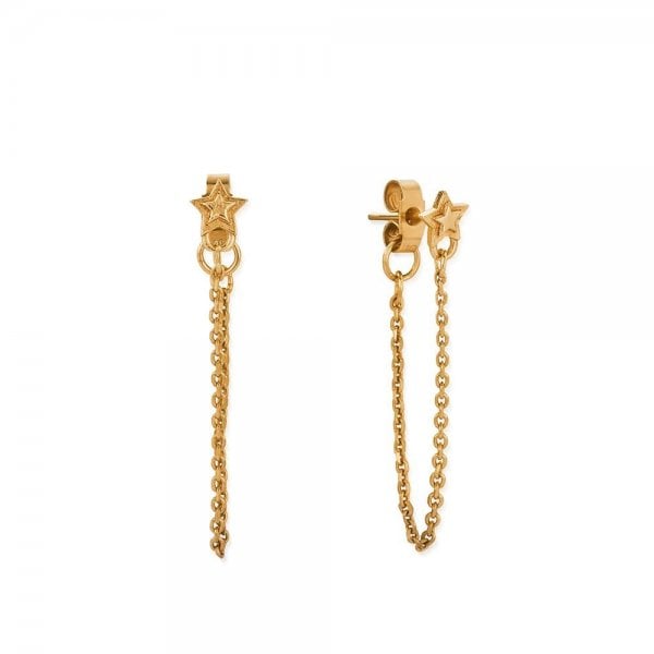 Gold Radiant Essence Chain Stud Earrings