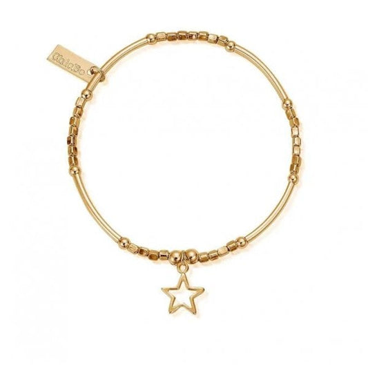 Gold Mini Noodle Cube Open Star Bracelet
