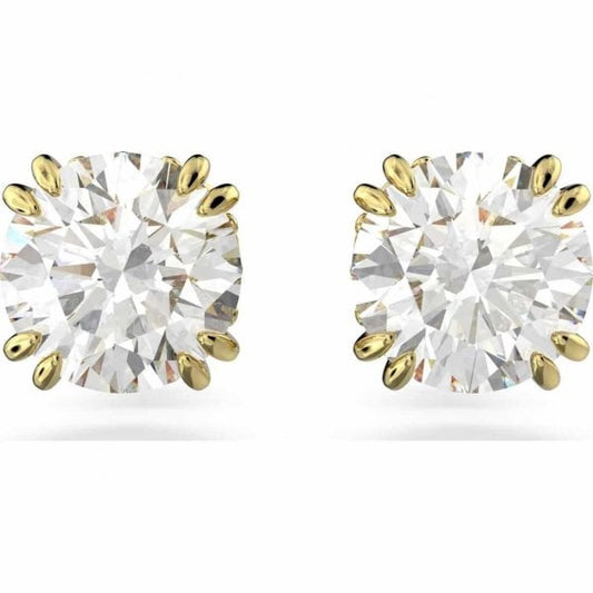 Constella stud earrings, Round cut, White, Gold