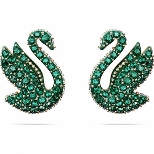 Swarovski Iconic Swan stud earrings, Swan, Green