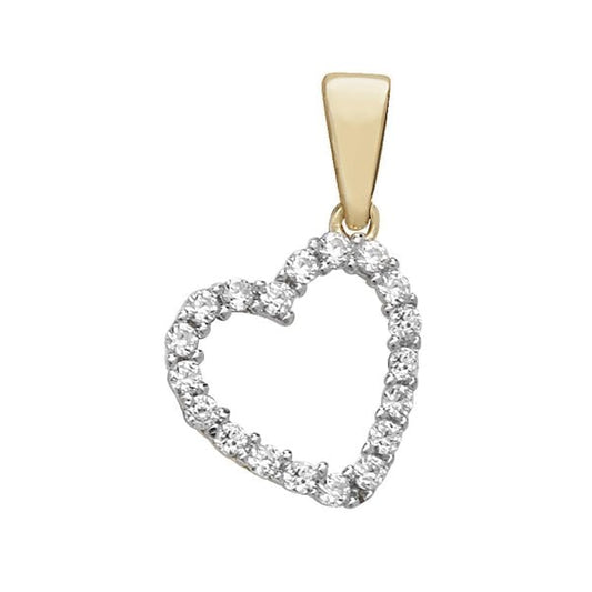9CT YELLOW GOLD CZ HEART PENDANT