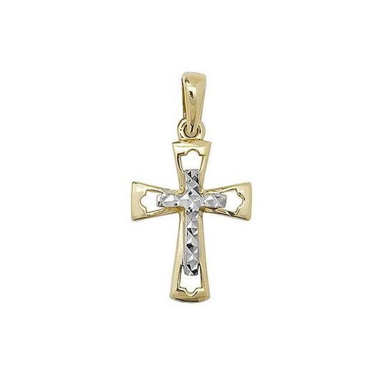 9CT YELLOWWHITE GOLD CROSS DC PENDANT