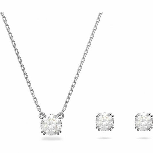 Constella set, Round cut, White, Rhodium plated