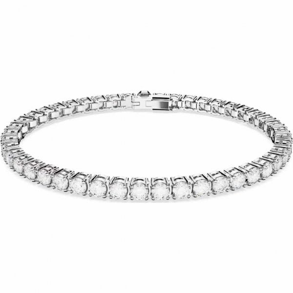 Matrix Tennis bracelet, Round cut, White, Large
