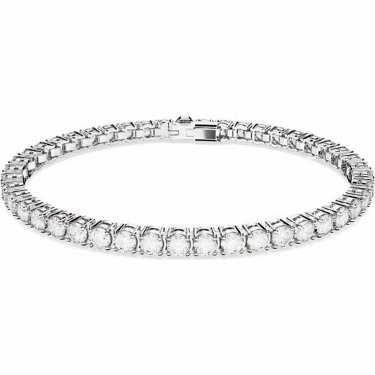 Matrix Tennis bracelet, Round cut, White, Large
