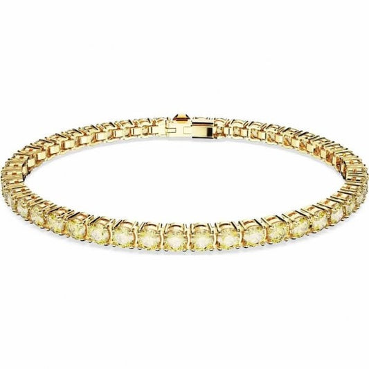 Matrix Tennis bracelet, Round cut, Yellow, Gold, L