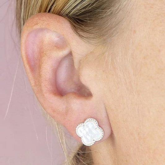 Ladies Sterling Silver Earrings - Mother of Pearl