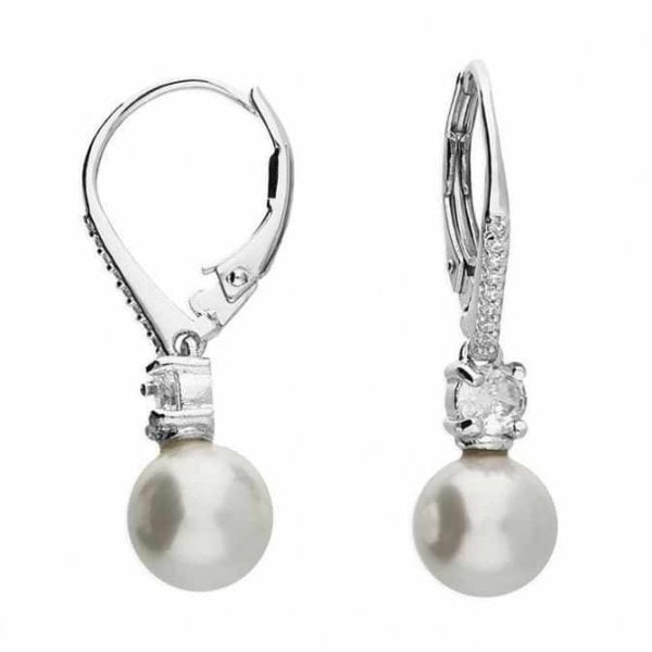 Sterling Silver Earrings - Shell Pearl & CZ