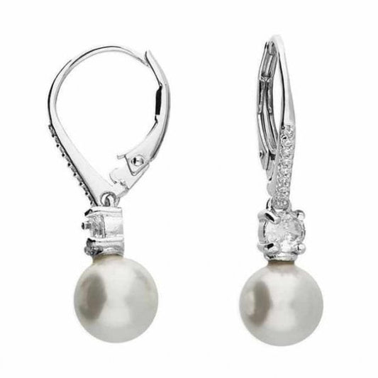 Sterling Silver Earrings - Shell Pearl & CZ