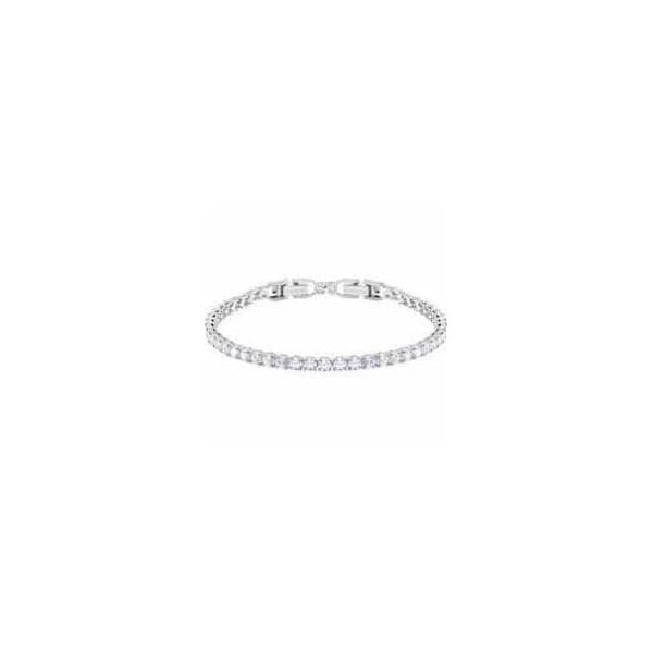 Tennis Deluxe Bracelet White, Rhodium plated