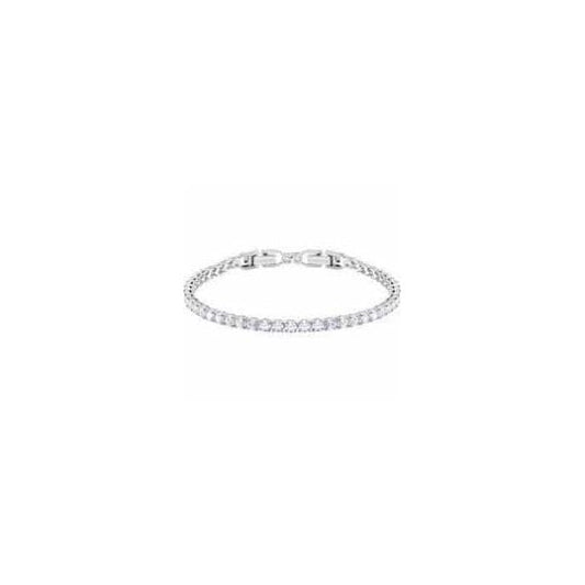 Tennis Deluxe Bracelet White, Rhodium plated