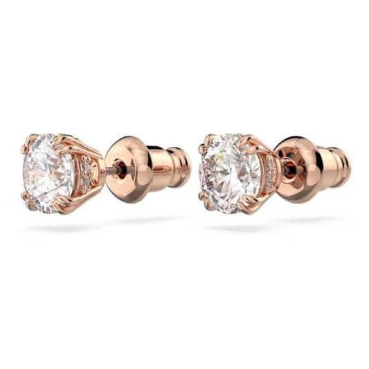 Stilla stud earrings, Round cut, White, Rose