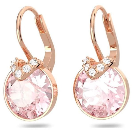Bella V drop earrings, Round cut, Pink, Rose gold