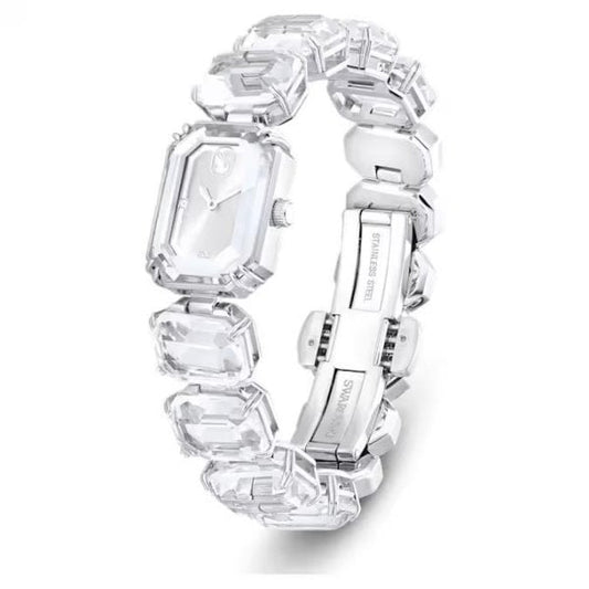 Watch, Octagon cut bracelet, White, Stainless Stee